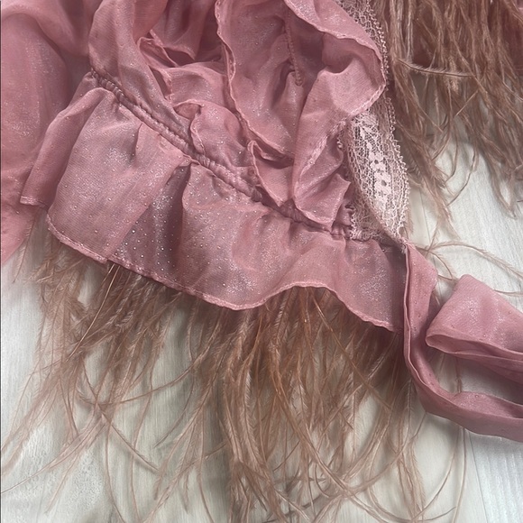 Pink Ruffled Sheer Cardigan - Picture 2 of 4